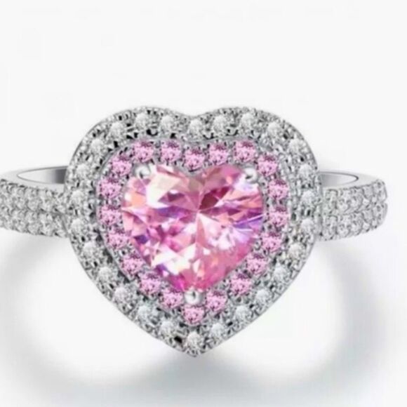 The Pink Tear sapphire 925 Silver tear drop statement ring sz 8 - Picture 6 of 11